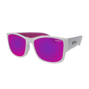 GM113PMPF Gafas de Sol Polarizadas Blanco con lente espejo rosa UV400 y espuma rosa que flotan