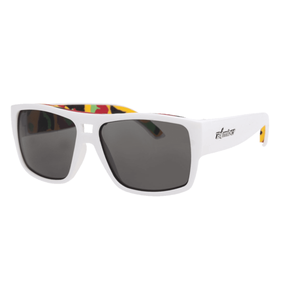 IRE113RSTA Irie Bomb gafas de sol polarizadas blanco con lente ahumado y espuma rasta