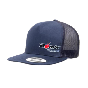 Gorra classico snapback, azul marino, con diseño de Bomber Eyewear bordado en el frente.